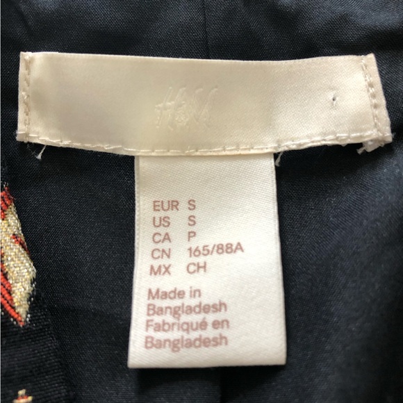 H&M Botanical Embroidered Midi Length Jacket in Black Size S - Picture 14 of 15